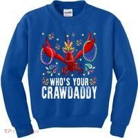 Whos Your Crawdaddy Mardi Gras Crawfish Jester Beads Funny Gift Kids Sweatshirt thumb 0