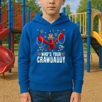 Whos Your Crawdaddy Mardi Gras Crawfish Jester Beads Funny Gift Kids Hoodie thumb 2