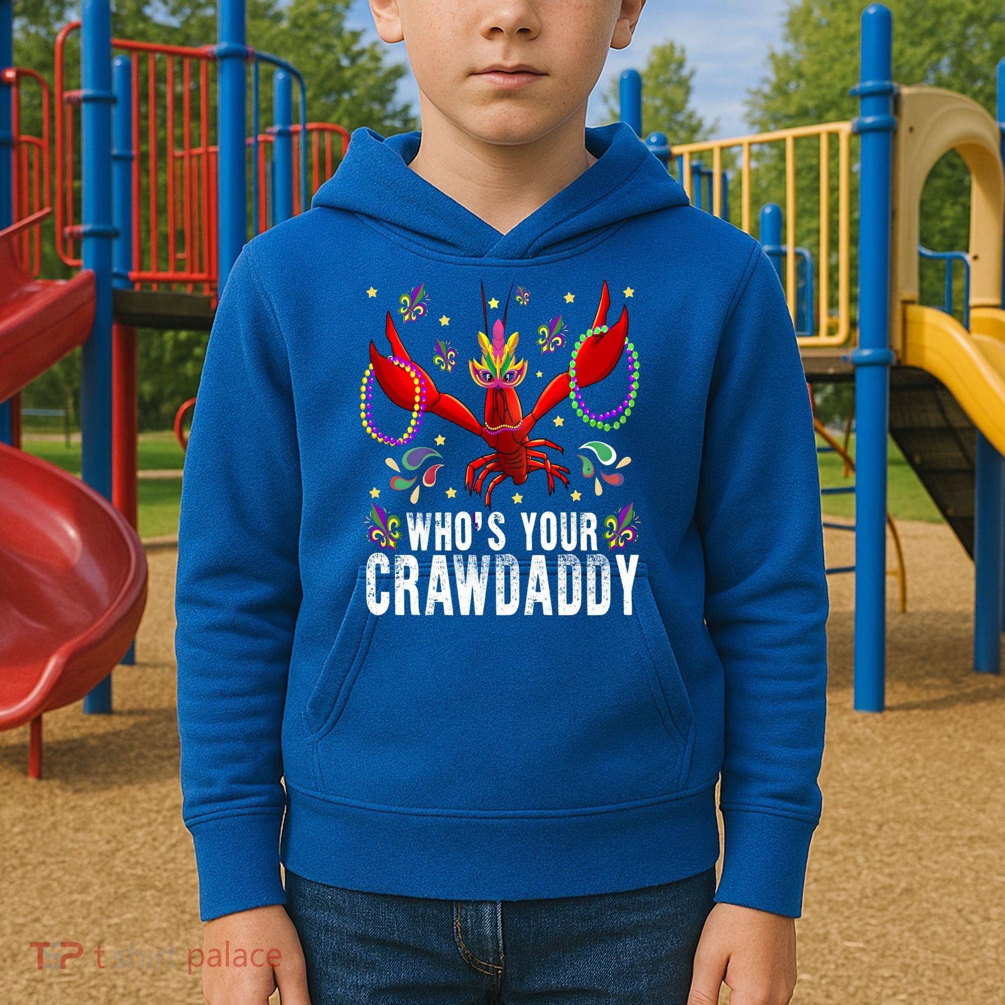 Whos Your Crawdaddy Mardi Gras Crawfish Jester Beads Funny Gift Kids Hoodie