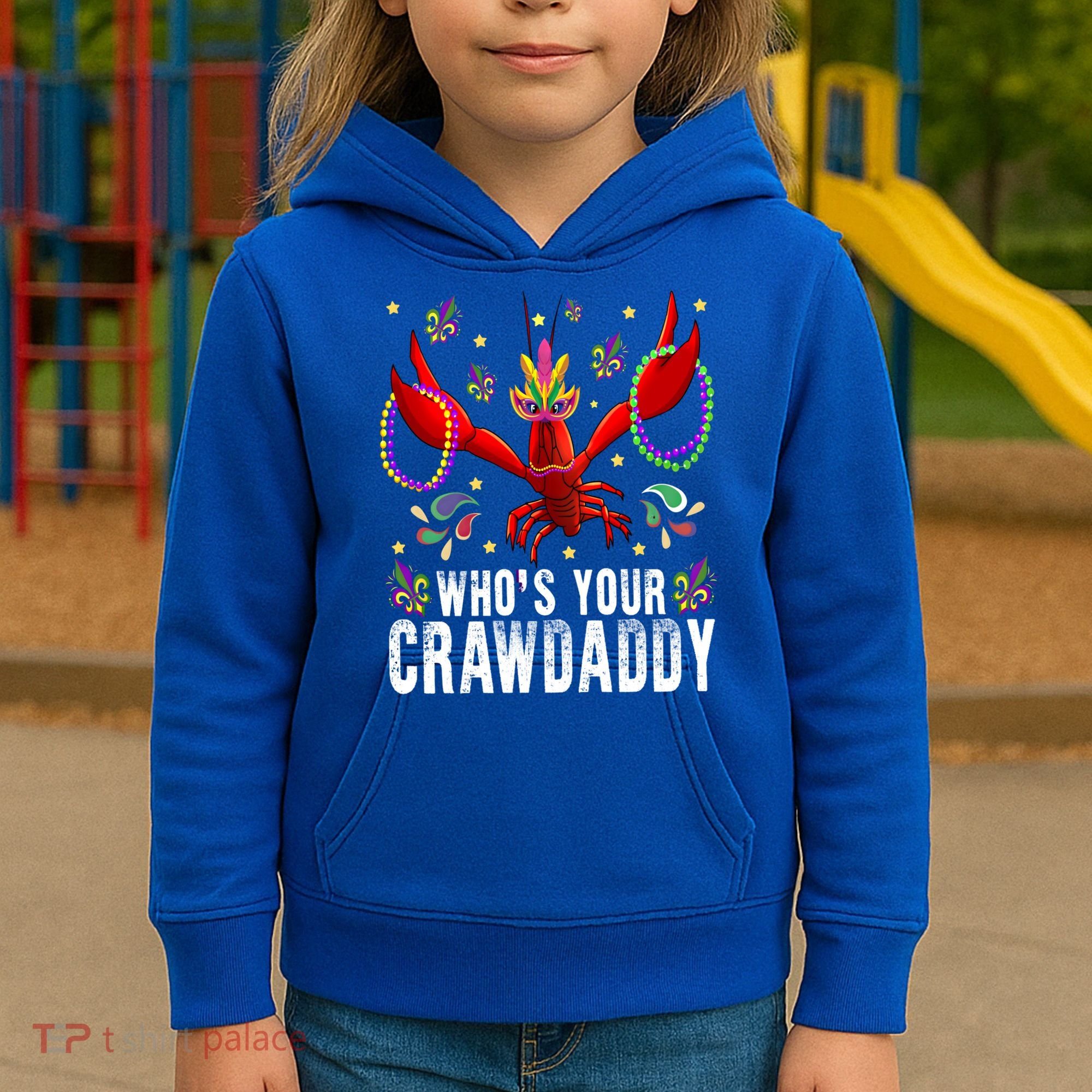 Whos Your Crawdaddy Mardi Gras Crawfish Jester Beads Funny Gift Kids Hoodie