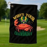 Who's Your Crawdaddy Carnival Mardi Gras Crab Mardi Gras Great Gift Golf Towel thumb 1