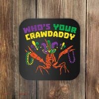 Whos Your Crawdaddy Crawfish Jester Beads Funny Mardi Gras Coaster thumb 0