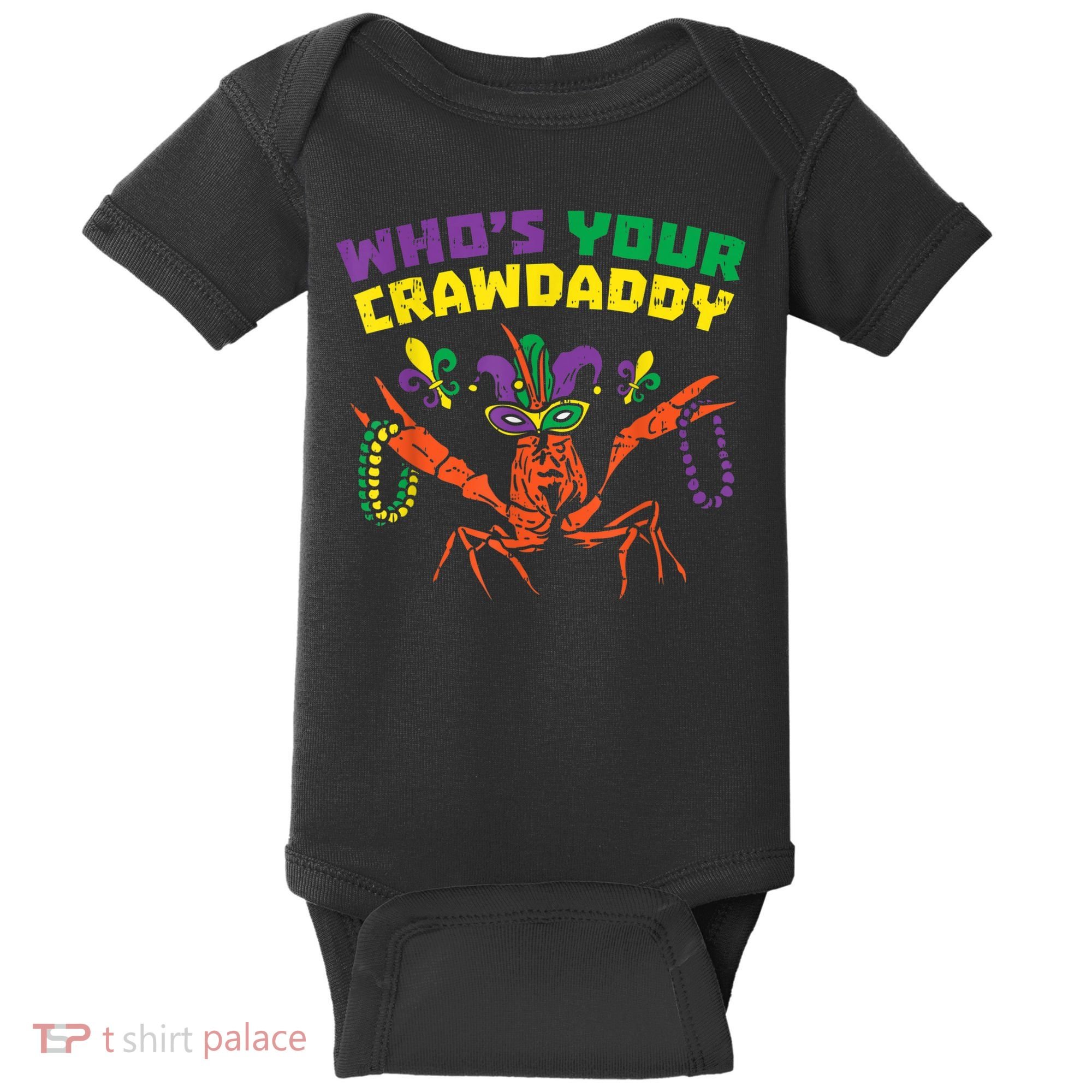 Whos Your Crawdaddy Crawfish Jester Beads Funny Mardi Gras Baby Bodysuit