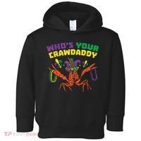Whos Your Crawdaddy Crawfish Jester Beads Funny Mardi Gras Toddler Hoodie thumb 0