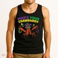 Whos Your Crawdaddy Crawfish Jester Beads Funny Mardi Gras Tank Top thumb 3