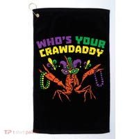 Whos Your Crawdaddy Crawfish Jester Beads Funny Mardi Gras Golf Towel thumb 0