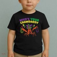 Whos Your Crawdaddy Crawfish Jester Beads Funny Mardi Gras Toddler T-Shirt thumb 2