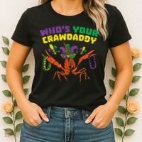 Whos Your Crawdaddy Crawfish Jester Beads Funny Mardi Gras Women's T-Shirt thumb 2