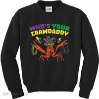 Whos Your Crawdaddy Crawfish Jester Beads Funny Mardi Gras Kids Sweatshirt thumb 0