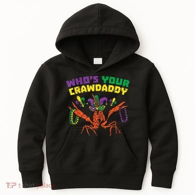 Whos Your Crawdaddy Crawfish Jester Beads Funny Mardi Gras Kids Hoodie