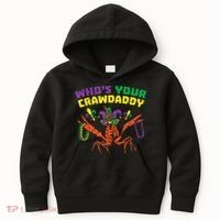 Whos Your Crawdaddy Crawfish Jester Beads Funny Mardi Gras Kids Hoodie thumb 0