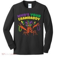 Whos Your Crawdaddy Crawfish Jester Beads Funny Mardi Gras Kids Long Sleeve Shirt thumb 0