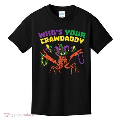 Whos Your Crawdaddy Crawfish Jester Beads Funny Mardi Gras Kids T-Shirt