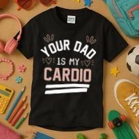 Womens YOUR DAD IS MY CARDIO Kids T-Shirt thumb 3