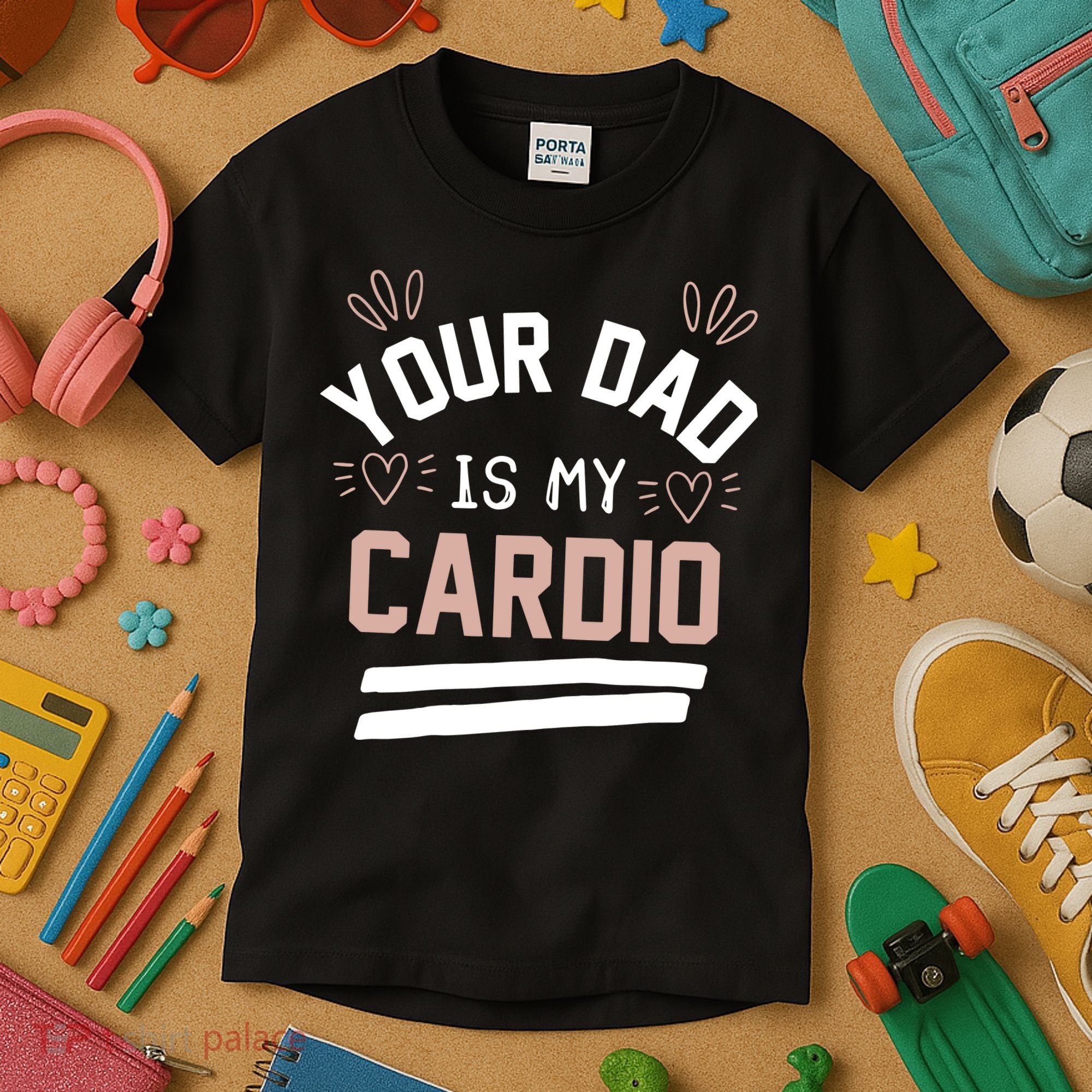 Womens YOUR DAD IS MY CARDIO Kids T-Shirt