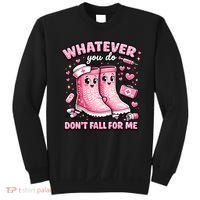 Whatever You Do Don't Fall For Me RN PCT CNA Nurse Valentine Sweatshirt thumb 0