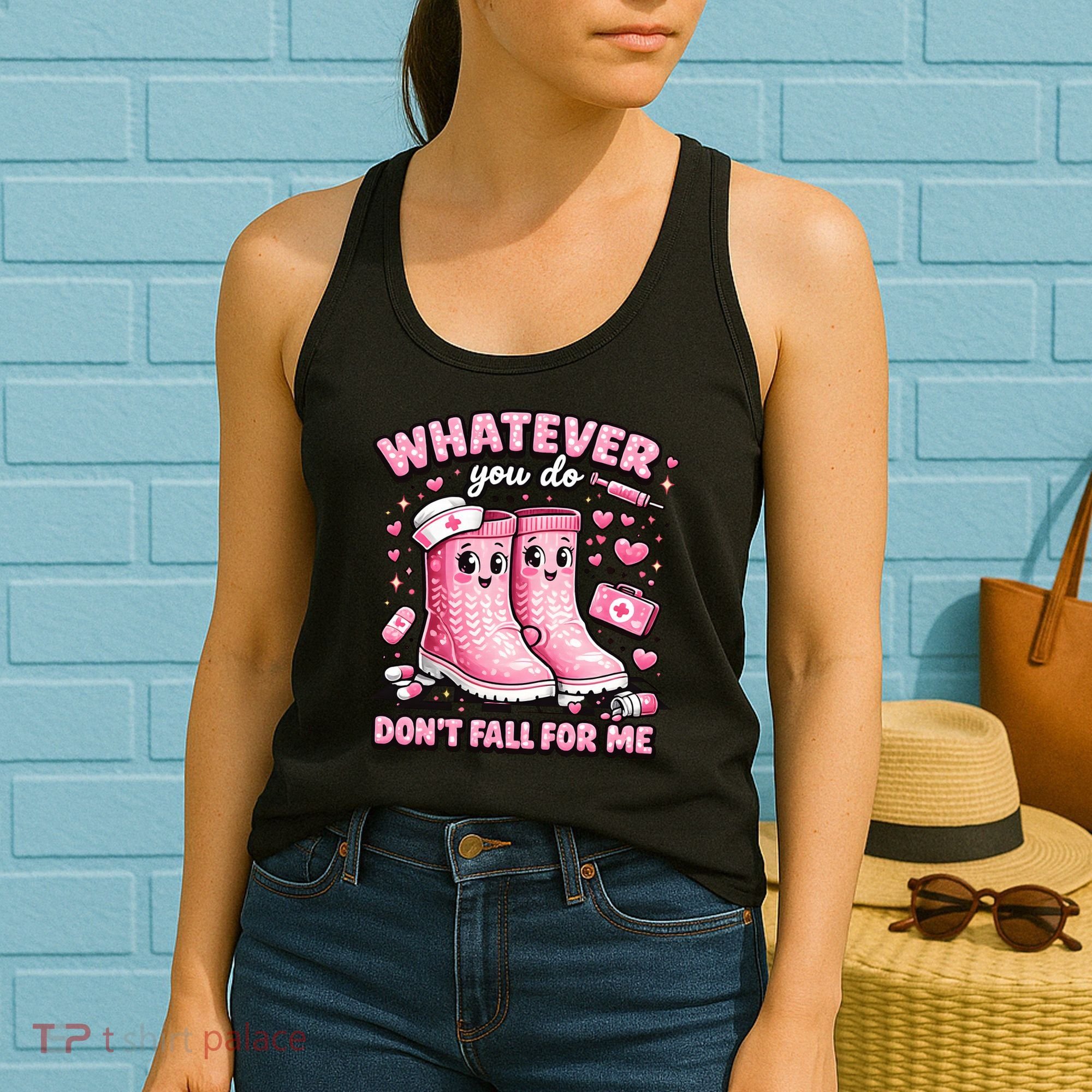 Whatever You Do Don't Fall For Me RN PCT CNA Nurse Valentine Women's Tank Top