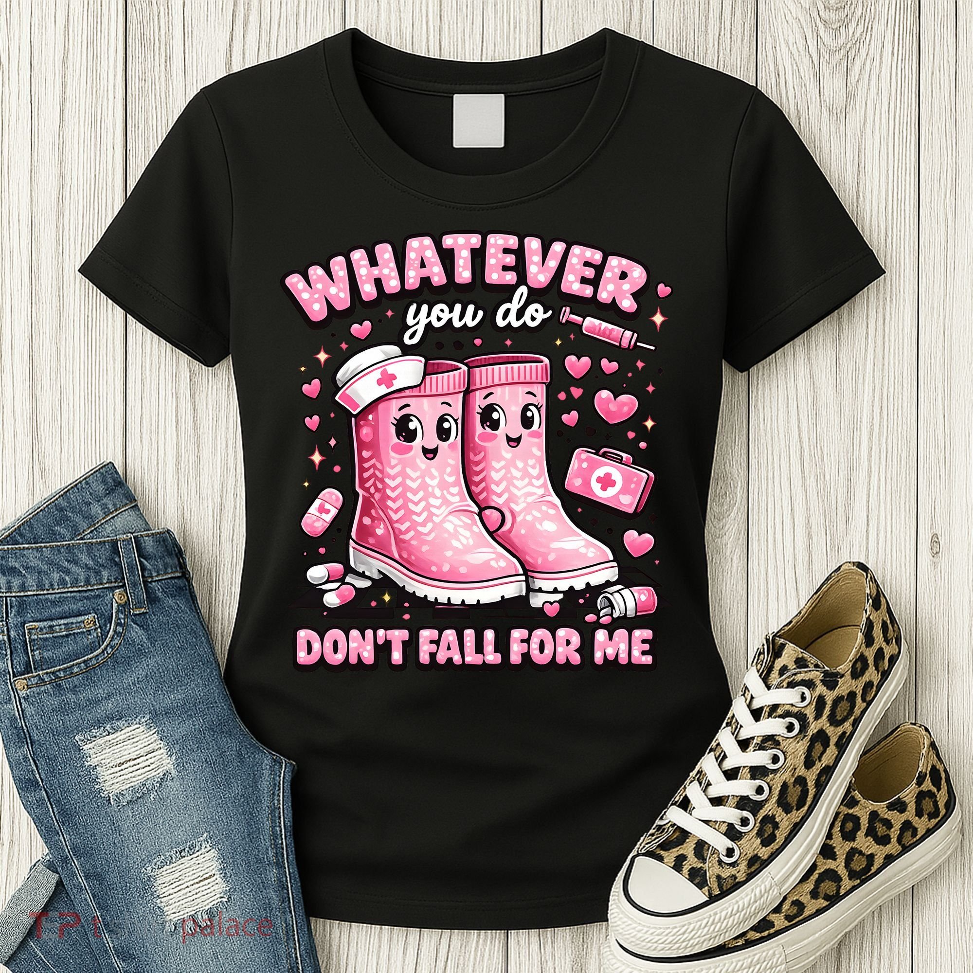 Whatever You Do Don't Fall For Me RN PCT CNA Nurse Valentine Women's T-Shirt