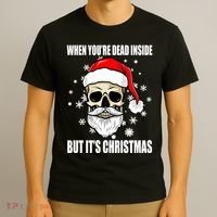 When Youre Dead Inside But Its Christmas Funny Skeleton T-Shirt thumb 3