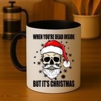 When Youre Dead Inside But Its Christmas Funny Skeleton Coffee Mug thumb 4