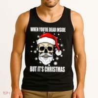 When Youre Dead Inside But Its Christmas Funny Skeleton Tank Top thumb 3