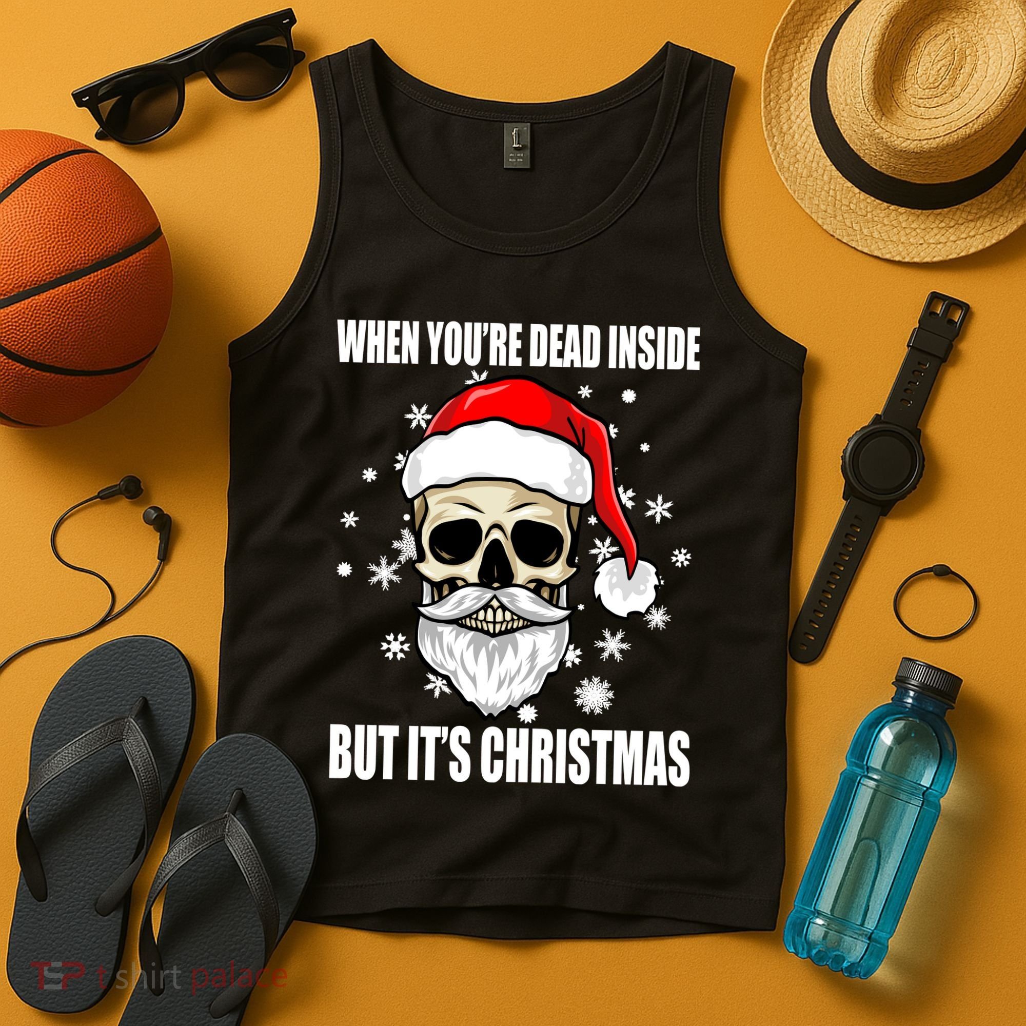 When Youre Dead Inside But Its Christmas Funny Skeleton Tank Top