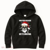 When Youre Dead Inside But Its Christmas Funny Skeleton Kids Hoodie thumb 0