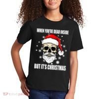 When Youre Dead Inside But Its Christmas Funny Skeleton Kids T-Shirt thumb 2