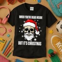 When Youre Dead Inside But Its Christmas Funny Skeleton Kids T-Shirt thumb 3