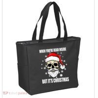 When Youre Dead Inside But Its Christmas Funny Skeleton Tote Bag thumb 2