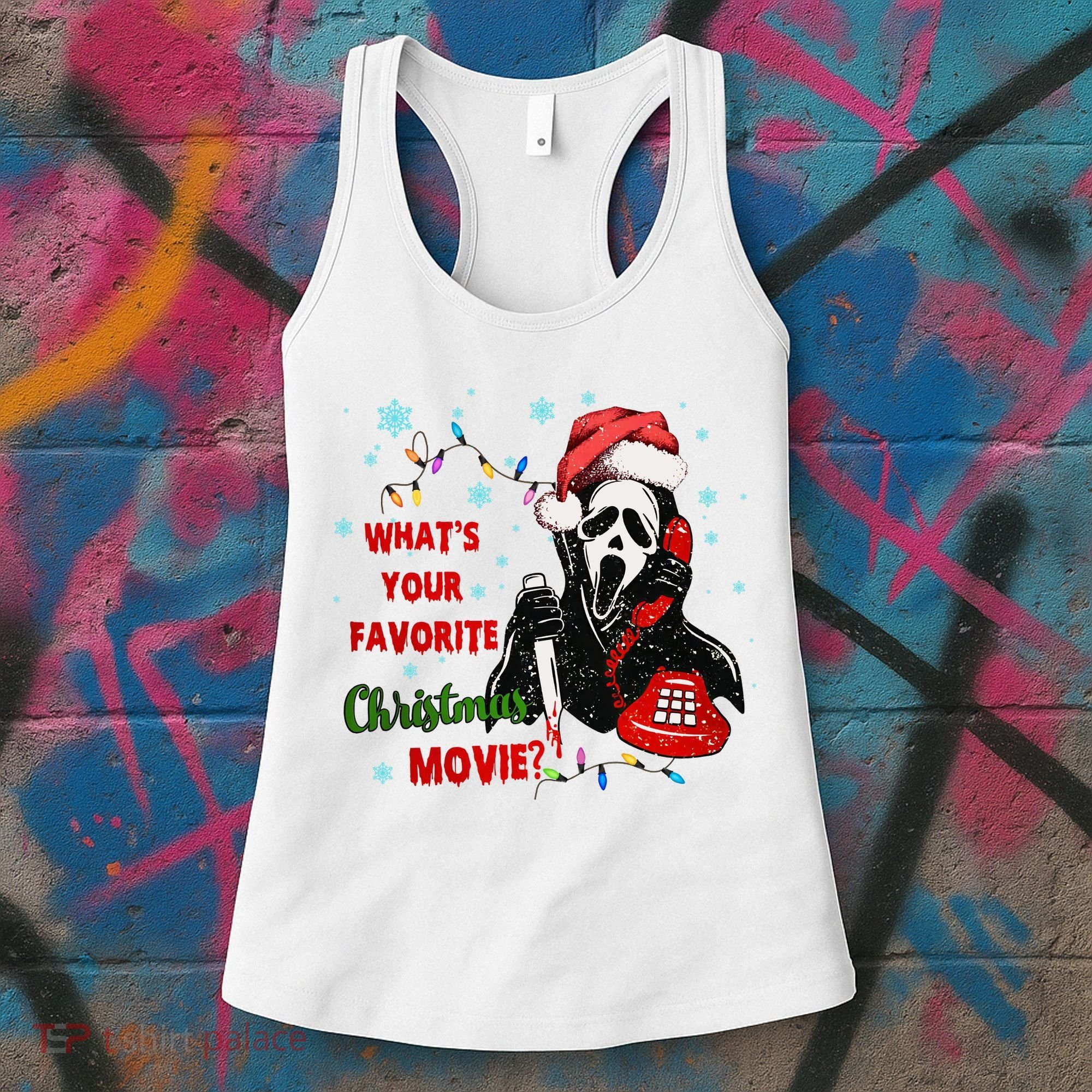 What's Your Favorite Horror Movie Christmas Xmas Holiday Ghostface Women's Tank Top