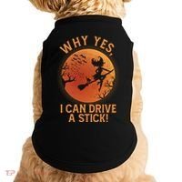 Why Yes I Can Drive A Stick Funny Halloween Witch Doggie Tank thumb 0