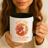 Why Yes I Can Drive A Stick Funny Halloween Witch Coffee Mug thumb 3