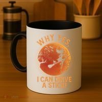 Why Yes I Can Drive A Stick Funny Halloween Witch Coffee Mug thumb 4