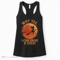 Why Yes I Can Drive A Stick Funny Halloween Witch Women's Tank Top thumb 0