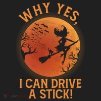 Why Yes I Can Drive A Stick Funny Halloween Witch Golf Towel thumb 3