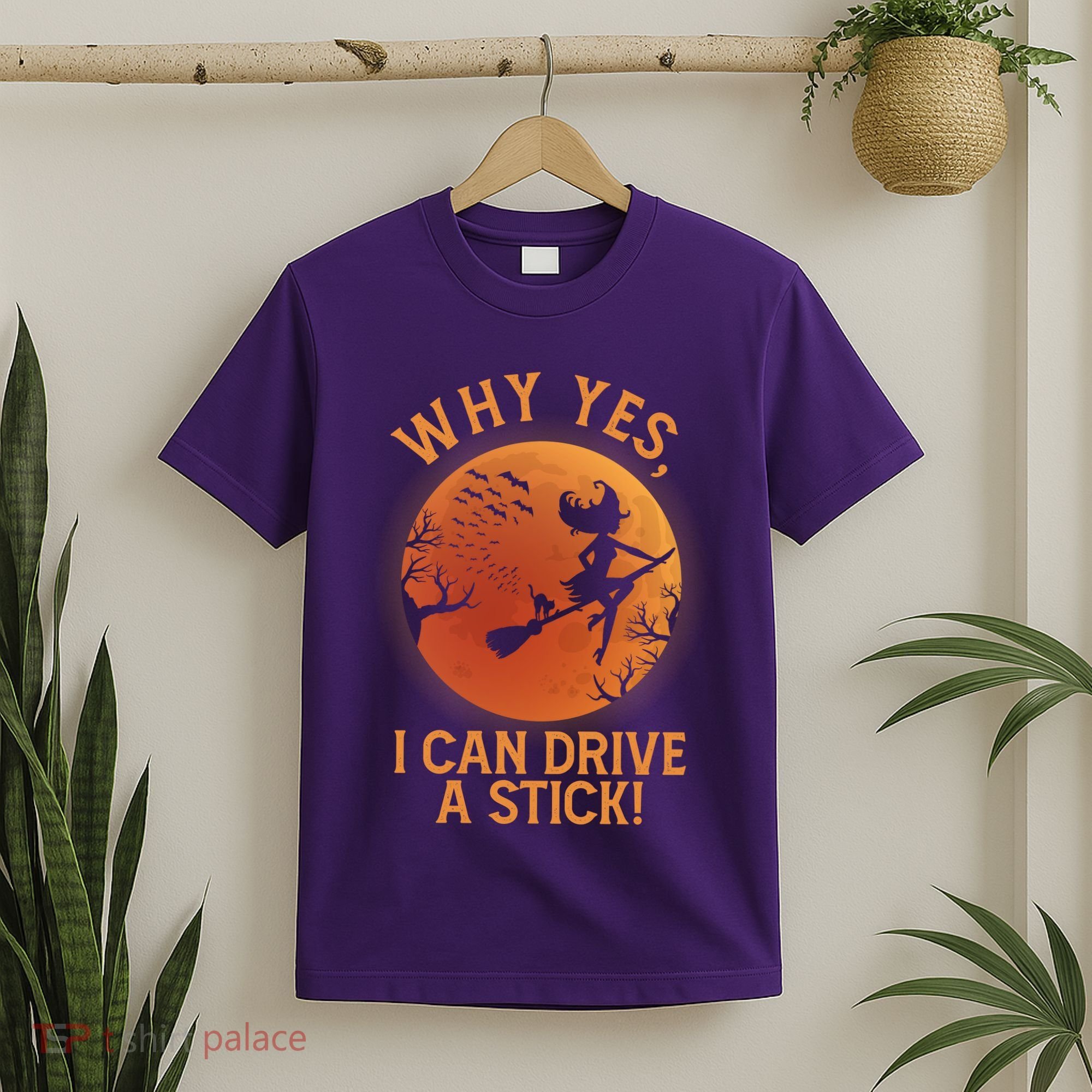Why Yes I Can Drive A Stick Funny Halloween Witch T-Shirt