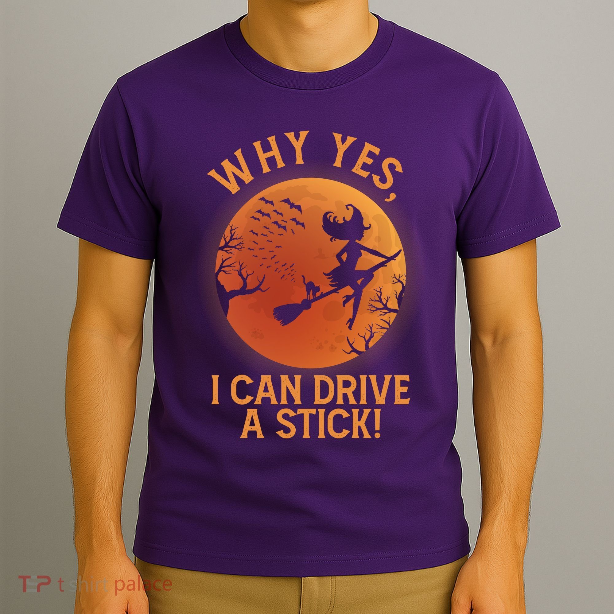 Why Yes I Can Drive A Stick Funny Halloween Witch T-Shirt
