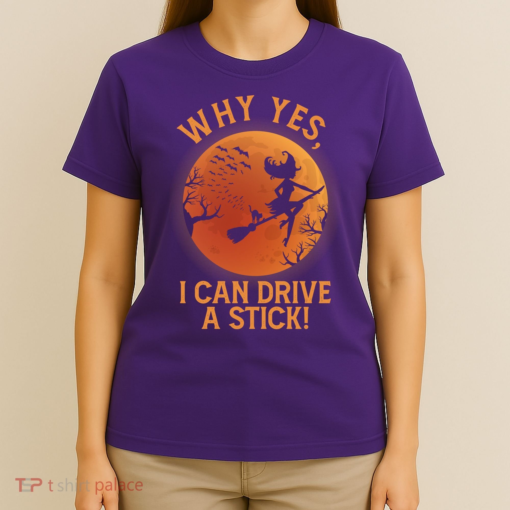 Why Yes I Can Drive A Stick Funny Halloween Witch T-Shirt