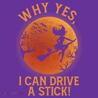 Why Yes I Can Drive A Stick Funny Halloween Witch Coaster thumb 2