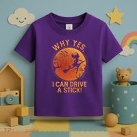 Why Yes I Can Drive A Stick Funny Halloween Witch Toddler T-Shirt thumb 3