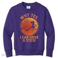Why Yes I Can Drive A Stick Funny Halloween Witch Kids Sweatshirt thumb 0