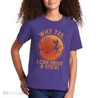 Why Yes I Can Drive A Stick Funny Halloween Witch Kids T-Shirt thumb 2