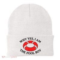 Why Yes I Am The Pool Boy Funny Swimming Accessories Gift Beanie thumb 0