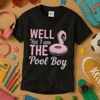 Well Yes I Am The Pool Boy Kids T-Shirt thumb 3