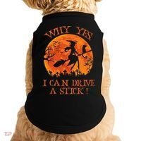 Why Yes I Drive A Stick Halloween Witch Doggie Tank thumb 0