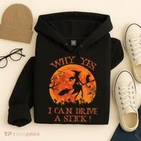 Why Yes I Drive A Stick Halloween Witch Hoodie thumb 4