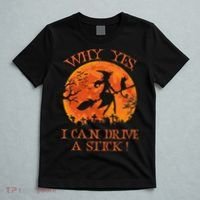 Why Yes I Drive A Stick Halloween Witch T-Shirt thumb 5