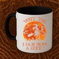 Why Yes I Drive A Stick Halloween Witch Coffee Mug thumb 2