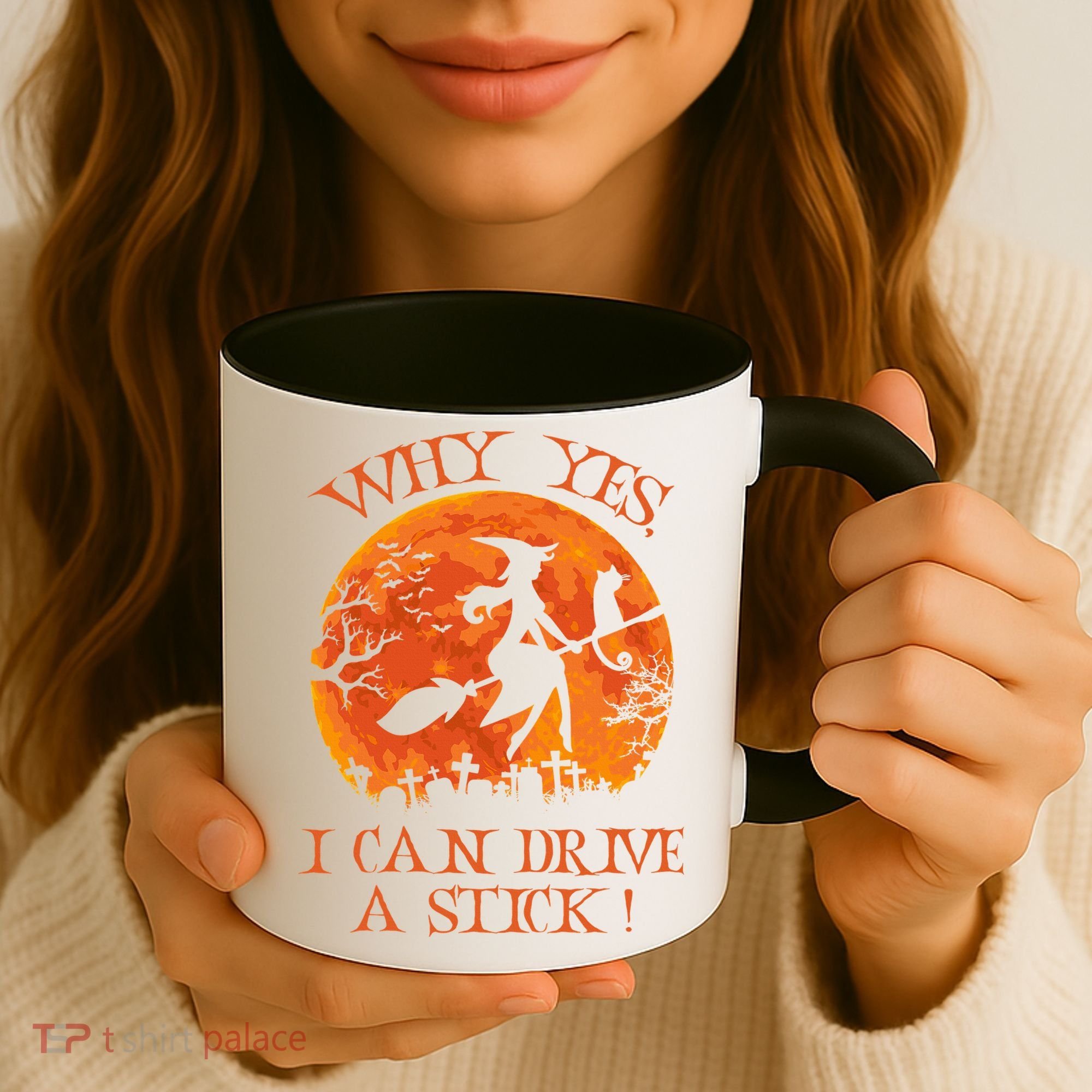 Why Yes I Drive A Stick Halloween Witch Coffee Mug